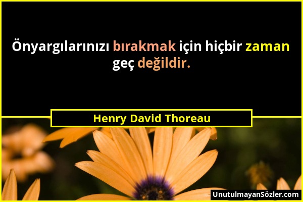 Henry David Thoreau - Önyargılarınızı bırakmak için hiçbir zaman geç değildir....
