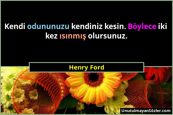 Henry Ford - Kendi odununuzu kendiniz kesin. Böylece iki kez ısınmış olursunuz....