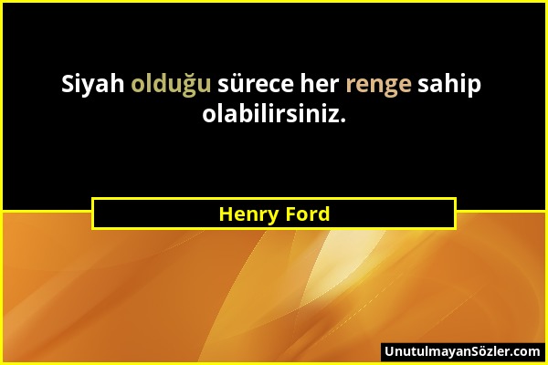 Henry Ford - Siyah olduğu sürece her renge sahip olabilirsiniz....