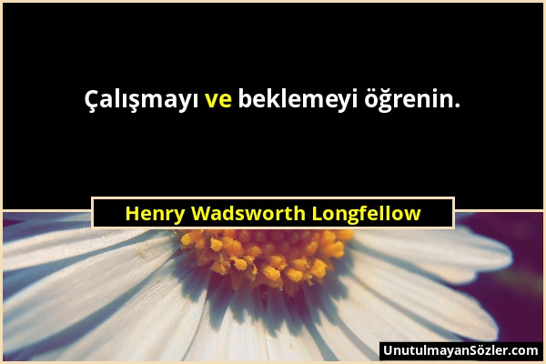 Henry Wadsworth Longfellow - Çalışmayı ve beklemeyi öğrenin....