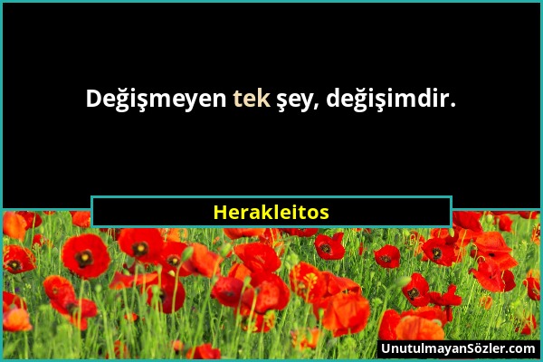 Herakleitos - Değişmeyen tek şey, değişimdir....