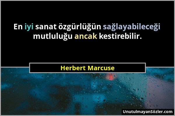 Herbert Marcuse - En iyi sanat özgürlüğün sağlayabileceği mutluluğu ancak kestirebilir....