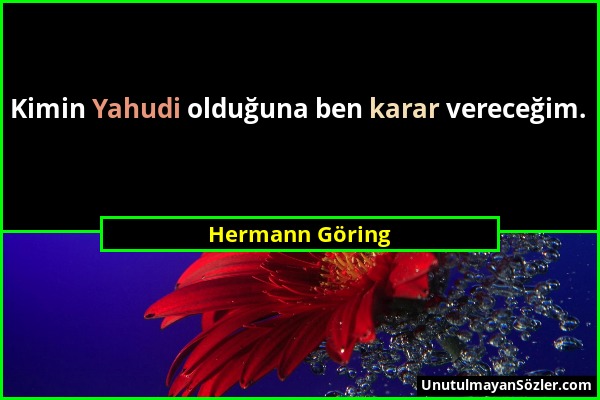 Hermann Göring - Kimin Yahudi olduğuna ben karar vereceğim....