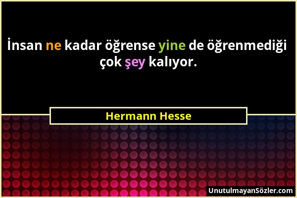 Hermann Hesse - İnsan ne kadar öğrense yine de öğrenmediği çok şey kalıyor....