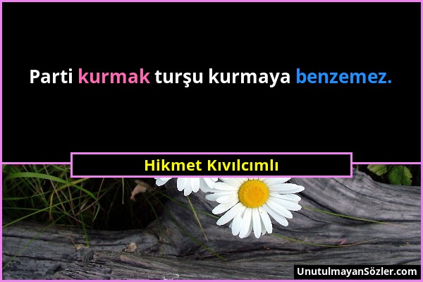 Hikmet Kıvılcımlı - Parti kurmak turşu kurmaya benzemez....