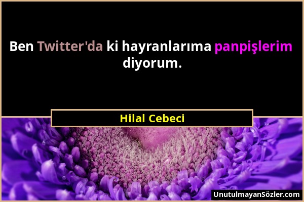 Hilal Cebeci - Ben Twitter'da ki hayranlarıma panpişlerim diyorum....