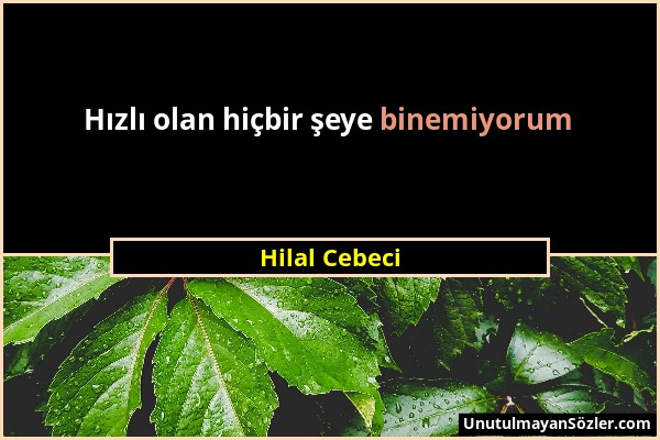 Hilal Cebeci - Hızlı olan hiçbir şeye binemiyorum...