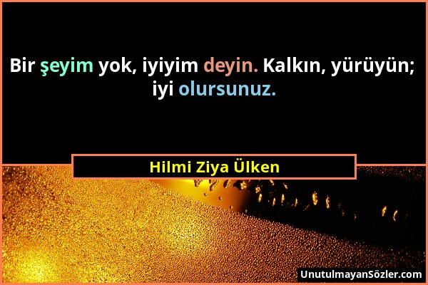 Hilmi Ziya Ülken - Bir şeyim yok, iyiyim deyin. Kalkın, yürüyün; iyi olursunuz....