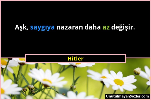 Hitler - Aşk, saygıya nazaran daha az değişir....