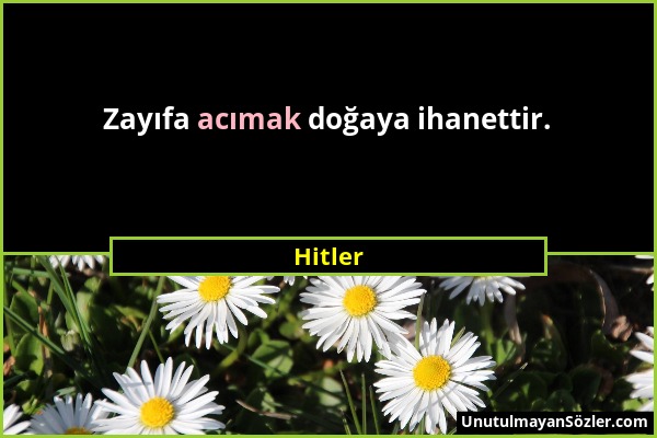 Hitler - Zayıfa acımak doğaya ihanettir....