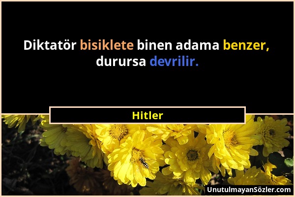 Hitler - Diktatör bisiklete binen adama benzer, durursa devrilir....