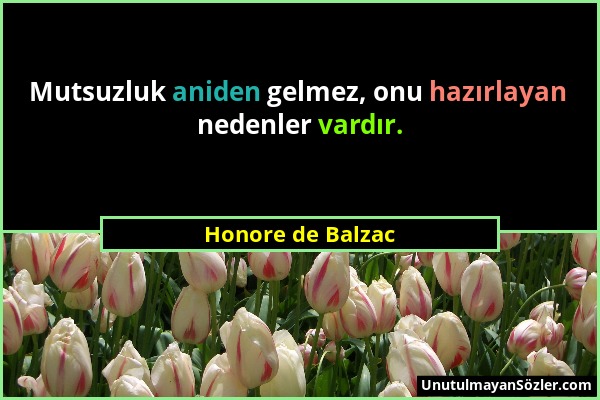 Honore de Balzac - Mutsuzluk aniden gelmez, onu hazırlayan nedenler vardır....