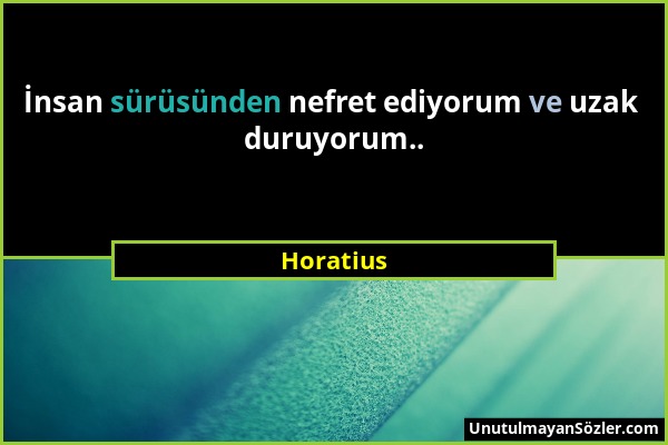 Horatius - İnsan sürüsünden nefret ediyorum ve uzak duruyorum.....