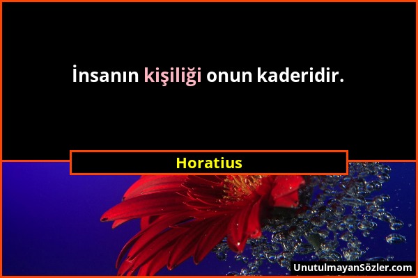 Horatius - İnsanın kişiliği onun kaderidir....
