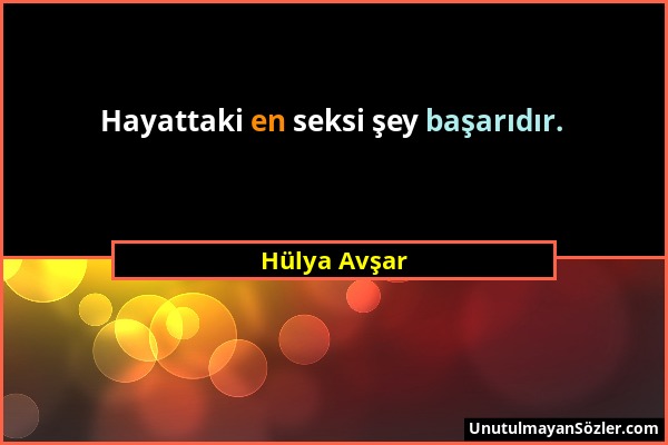 Hülya Avşar - Hayattaki en seksi şey başarıdır....