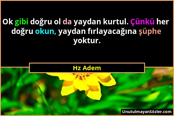 Hz Adem - Ok gibi doğru ol da yaydan kurtul. Çünkü her doğru okun, yaydan fırlayacağına şüphe yoktur....