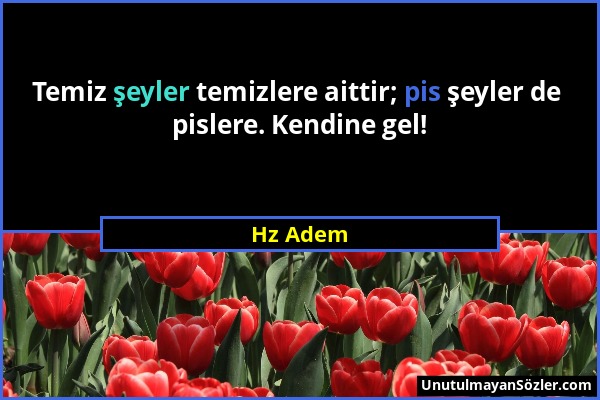 Hz Adem - Temiz şeyler temizlere aittir; pis şeyler de pislere. Kendine gel!...