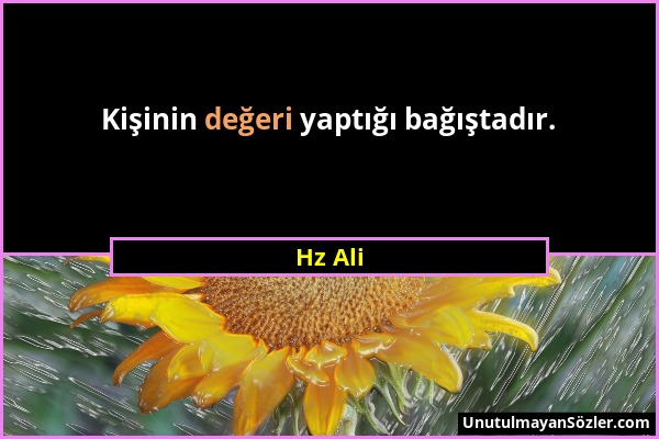 Hz Ali - Kişinin değeri yaptığı bağıştadır....