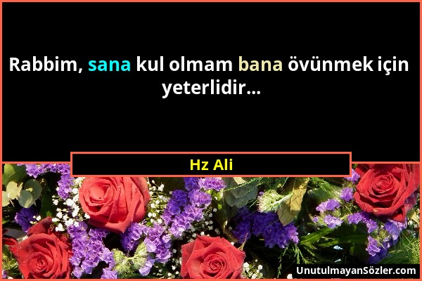 Hz Ali - Rabbim, sana kul olmam bana övünmek için yeterlidir......