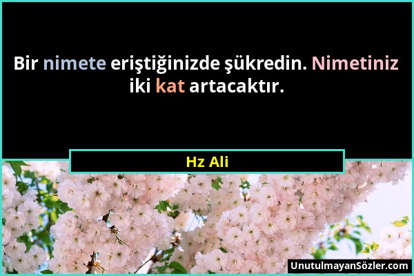 Hz Ali - Bir nimete eriştiğinizde şükredin. Nimetiniz iki kat artacaktır....