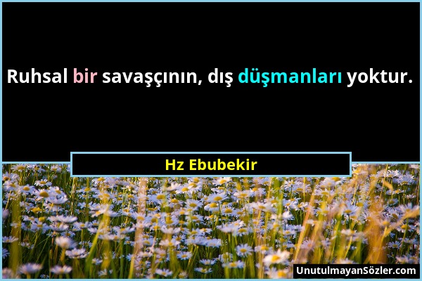 Hz Ebubekir - Ruhsal bir savaşçının, dış düşmanları yoktur....