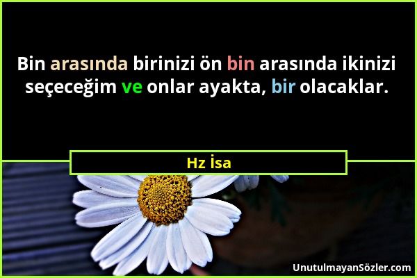 Hz İsa - Bin arasında birinizi ön bin arasında ikinizi seçeceğim ve onlar ayakta, bir olacaklar....