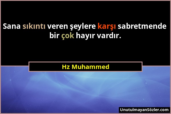 Hz Muhammed - Sana sıkıntı veren şeylere karşı sabretmende bir çok hayır vardır....