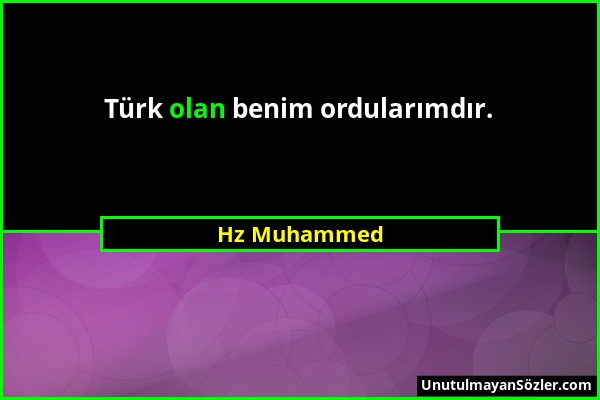 Hz Muhammed - Türk olan benim ordularımdır....