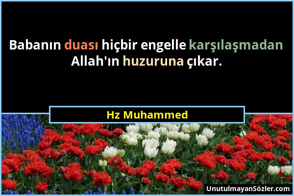 Hz Muhammed - Babanın duası hiçbir engelle karşılaşmadan Allah'ın huzuruna çıkar....