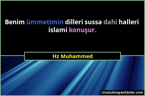 Hz Muhammed - Benim ümmetimin dilleri sussa dahi halleri islami konuşur....