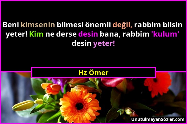 Hz Ömer - Beni kimsenin bilmesi önemli değil, rabbim bilsin yeter! Kim ne derse desin bana, rabbim 'kulum' desin yeter!...