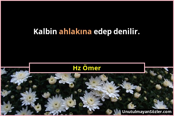 Hz Ömer - Kalbin ahlakına edep denilir....