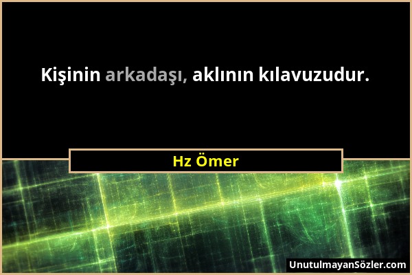 Hz Ömer - Kişinin arkadaşı, aklının kılavuzudur....