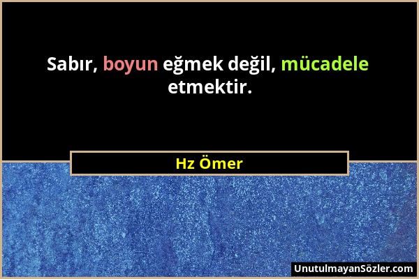 Hz Ömer - Sabır, boyun eğmek değil, mücadele etmektir....