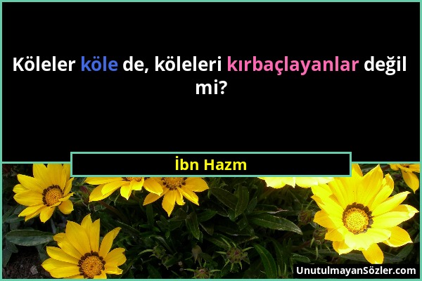 İbn Hazm - Köleler köle de, köleleri kırbaçlayanlar değil mi?...