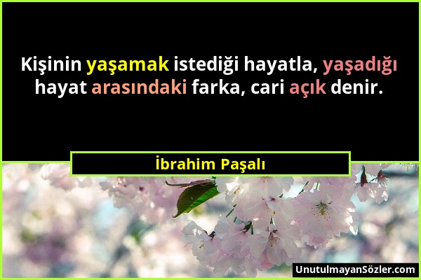 İbrahim Paşalı - Kişinin yaşamak istediği hayatla, yaşadığı hayat arasındaki farka, cari açık denir....