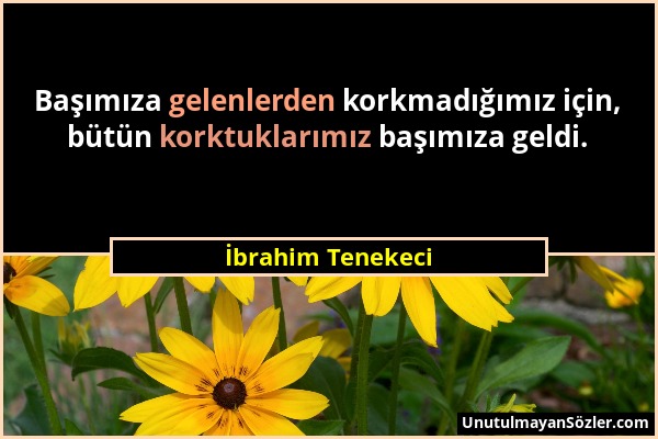 İbrahim Tenekeci - Başımıza gelenlerden korkmadığımız için, bütün korktuklarımız başımıza geldi....