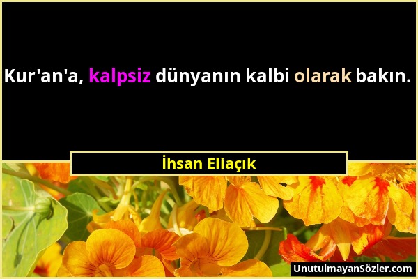 İhsan Eliaçık - Kur'an'a, kalpsiz dünyanın kalbi olarak bakın....