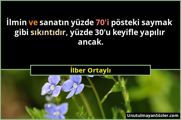 İlber Ortaylı - İlmin ve sanatın yüzde 70'i pösteki saymak gibi sıkıntıdır, yüzde 30'u keyifle yapılır ancak....