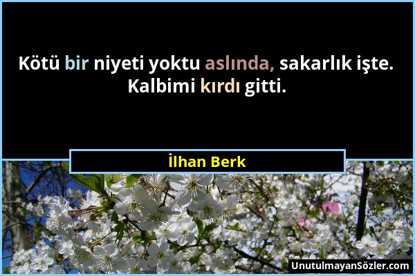 İlhan Berk - Kötü bir niyeti yoktu aslında, sakarlık işte. Kalbimi kırdı gitti....