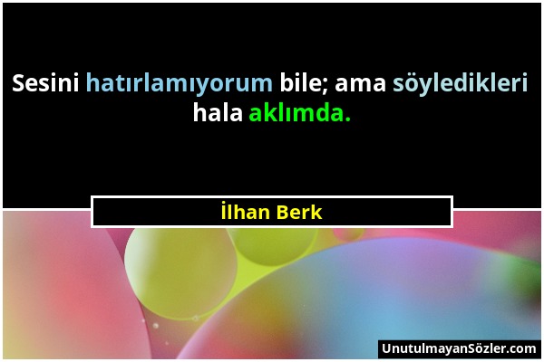 İlhan Berk - Sesini hatırlamıyorum bile; ama söyledikleri hala aklımda....