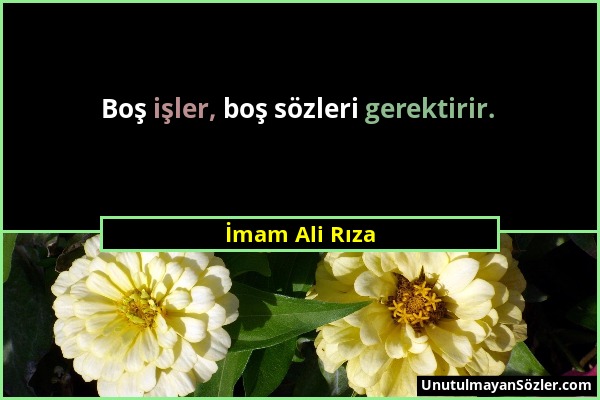 İmam Ali Rıza - Boş işler, boş sözleri gerektirir....