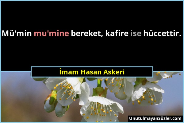 İmam Hasan Askeri - Mü'min mu'mine bereket, kafire ise hüccettir....