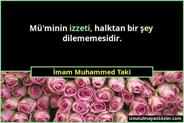 İmam Muhammed Taki - Mü'minin izzeti, halktan bir şey dilememesidir....