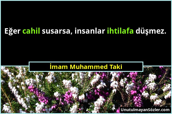 İmam Muhammed Taki - Eğer cahil susarsa, insanlar ihtilafa düşmez....