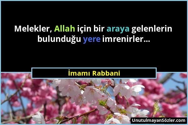 İmamı Rabbani - Melekler, Allah için bir araya gelenlerin bulunduğu yere imrenirler......