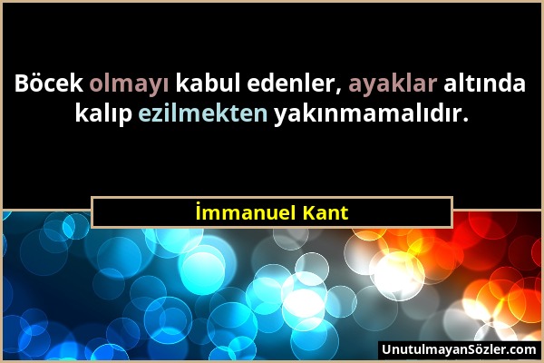 İmmanuel Kant - Böcek olmayı kabul edenler, ayaklar altında kalıp ezilmekten yakınmamalıdır....