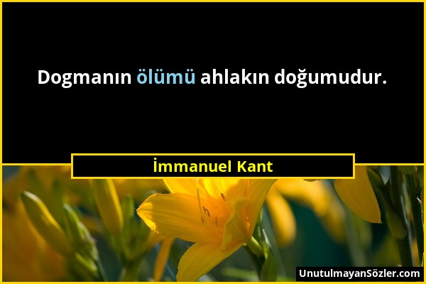 İmmanuel Kant - Dogmanın ölümü ahlakın doğumudur....