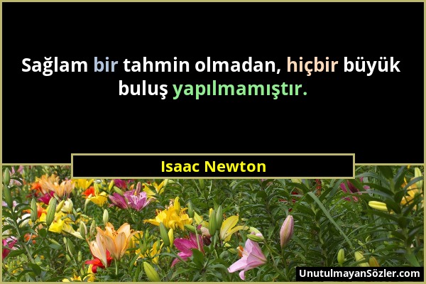 Isaac Newton - Sağlam bir tahmin olmadan, hiçbir büyük buluş yapılmamıştır....