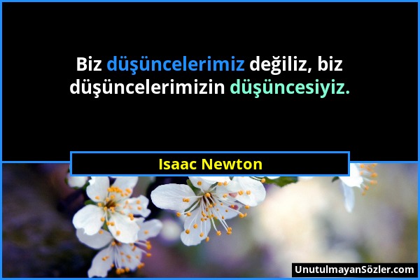 Isaac Newton - Biz düşüncelerimiz değiliz, biz düşüncelerimizin düşüncesiyiz....